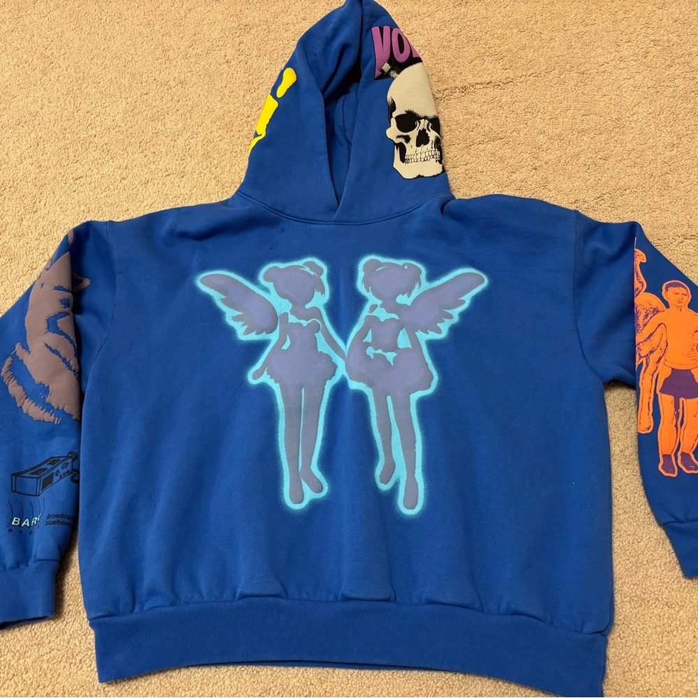 Official Drake Blue Hoodie with Graphic Art from Concert